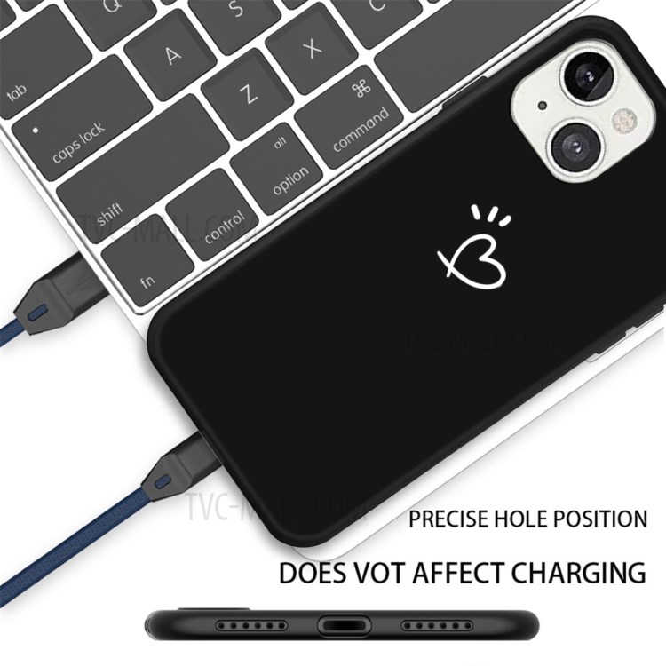 Love-Heart Shape Pattern Printing Slim Matte Soft TPU Protective Cover for iPhone 13 mini 5.4 inch - Black-3