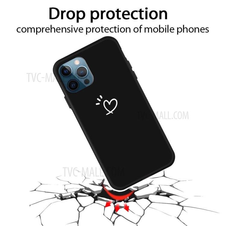 Cute Love-Heart Shape Pattern Printing Shockproof Soft TPU Back Cover Case for iPhone 13 Pro 6.1 inch - Black-2