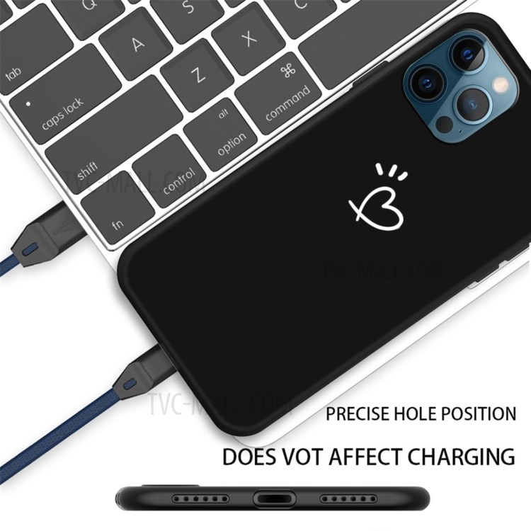 Cute Love-Heart Shape Pattern Printing Shockproof Soft TPU Back Cover Case for iPhone 13 Pro 6.1 inch - Black-3