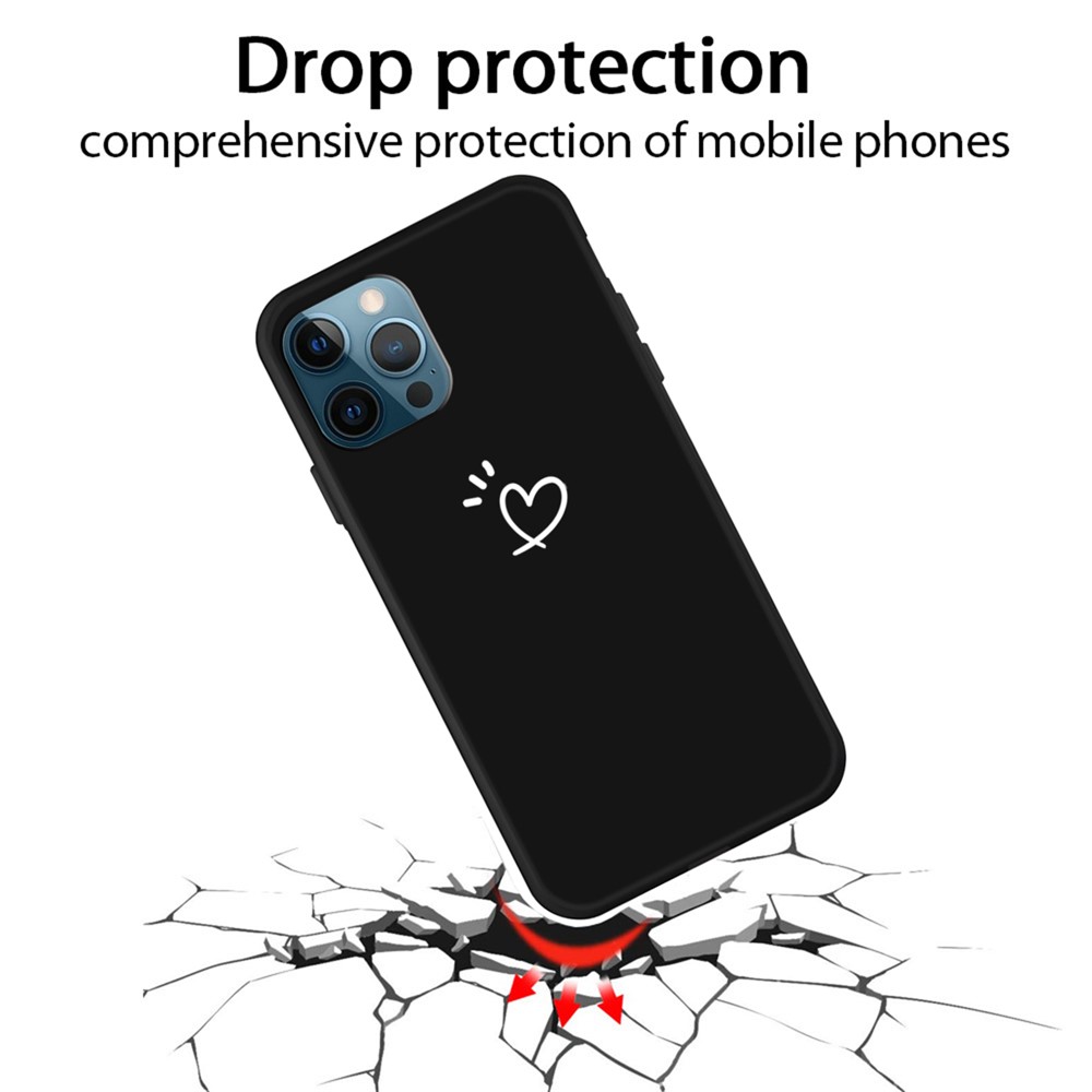 Cute Love-Heart Shape Pattern Printing Matte Anti-Scratch Soft TPU Protective Cover for iPhone 13 Pro Max 6.7 inch - Black-2