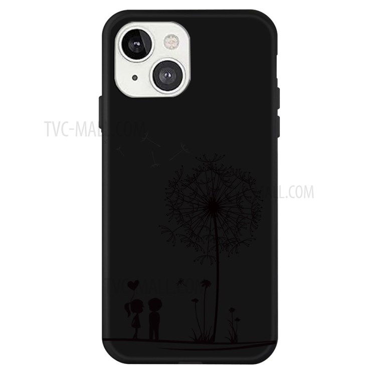 Shockproof Dandelion Pattern Matte Flexible TPU Phone Back Cover Case for iPhone 13 6.1 inch - Black-1