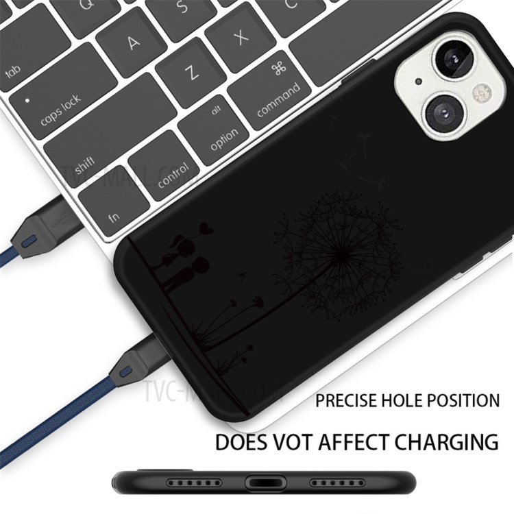 Shockproof Dandelion Pattern Matte Flexible TPU Phone Back Cover Case for iPhone 13 6.1 inch - Black-3