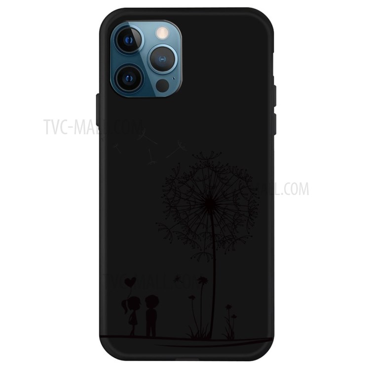 Scratch Resistant Dandelion Pattern Matte Flexible TPU Phone Case Phone Cover for iPhone 13 Pro 6.1 inch - Black-1