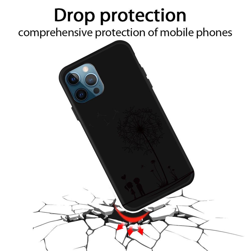 Matte Flexible TPU Cover Dandelion Pattern Phone Back Cover Case for iPhone 13 Pro Max 6.7 inch - Black-2