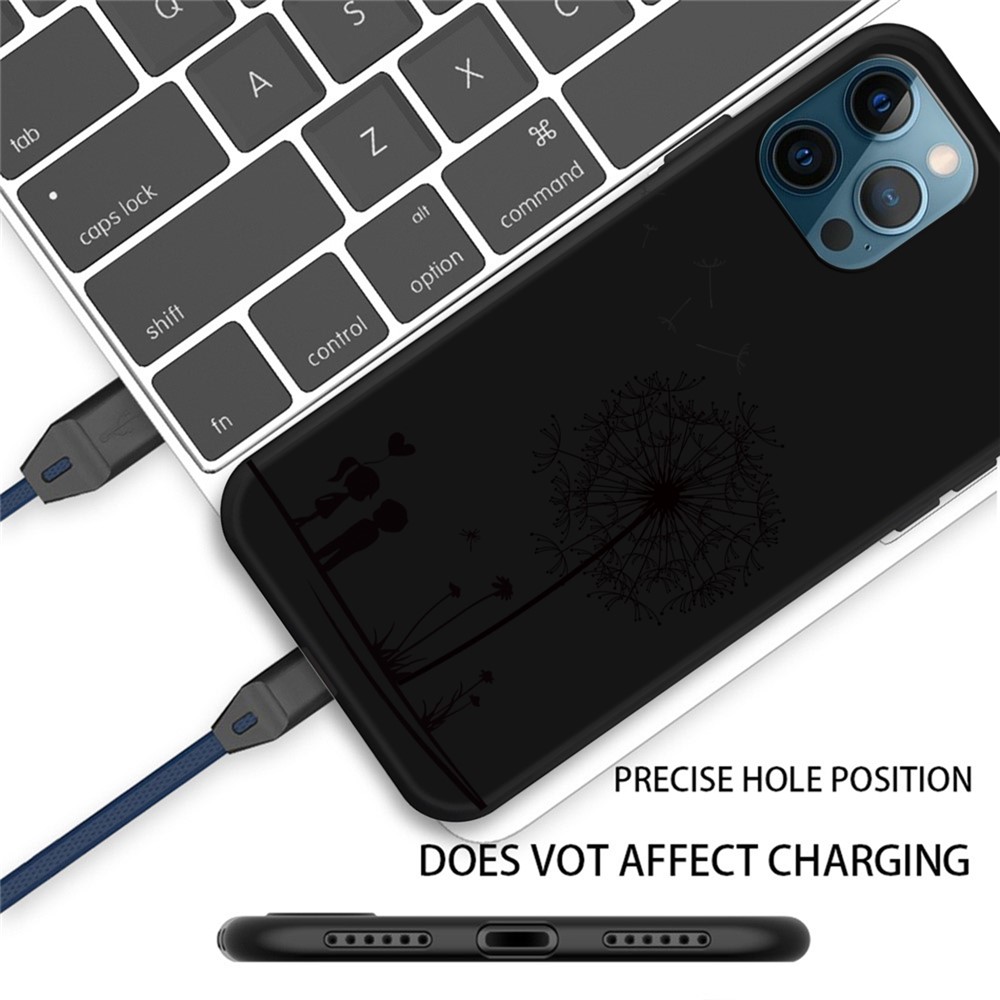 Matte Flexible TPU Cover Dandelion Pattern Phone Back Cover Case for iPhone 13 Pro Max 6.7 inch - Black-3