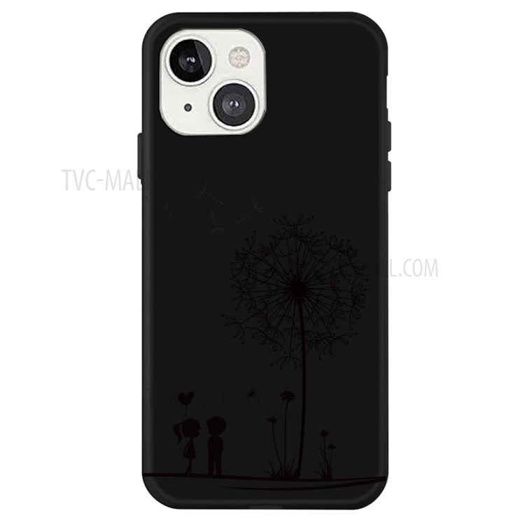 Dandelion Pattern Matte Flexible TPU Phone Back Cover Case for iPhone 13 mini - Black-1
