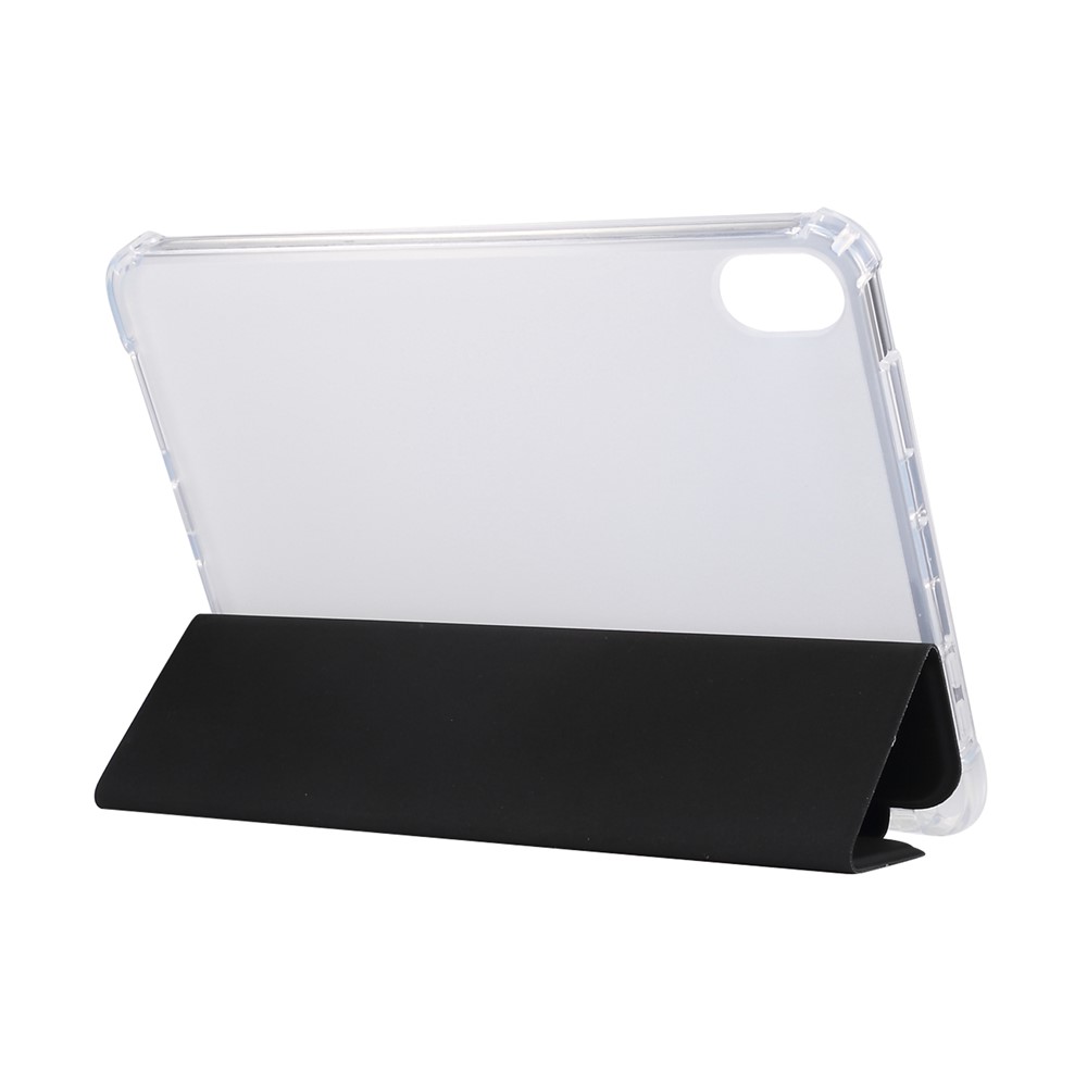 Toque Da Pele Sentimento Tri-fold Stand PU Couro Tablet Protetora Caso Shell Com Caneta Slot Para Ipad Mini (2021) - Preto