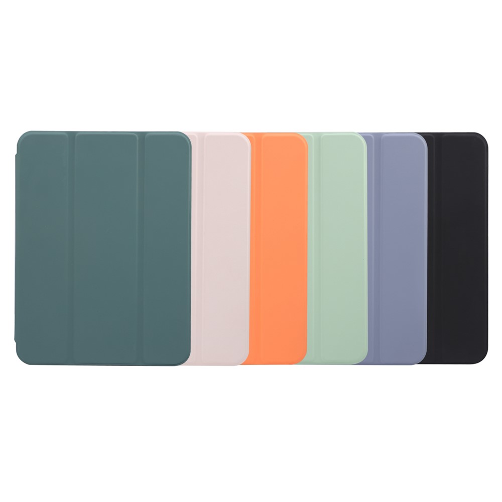 Skin Touch Feeling Tri-fold Stand PU Leather Tablet Protective Case Shell with Pen Slot for iPad mini (2021) - Black-9