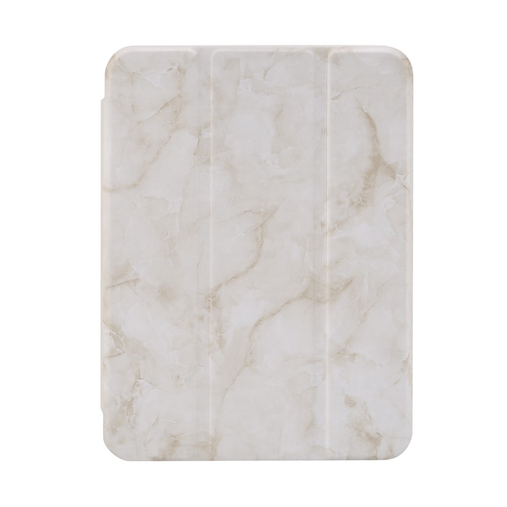 Marble Pattern Tri-fold Stand Smart Tablet Leather Case with Pen Slot for iPad mini (2021) - Beige-2