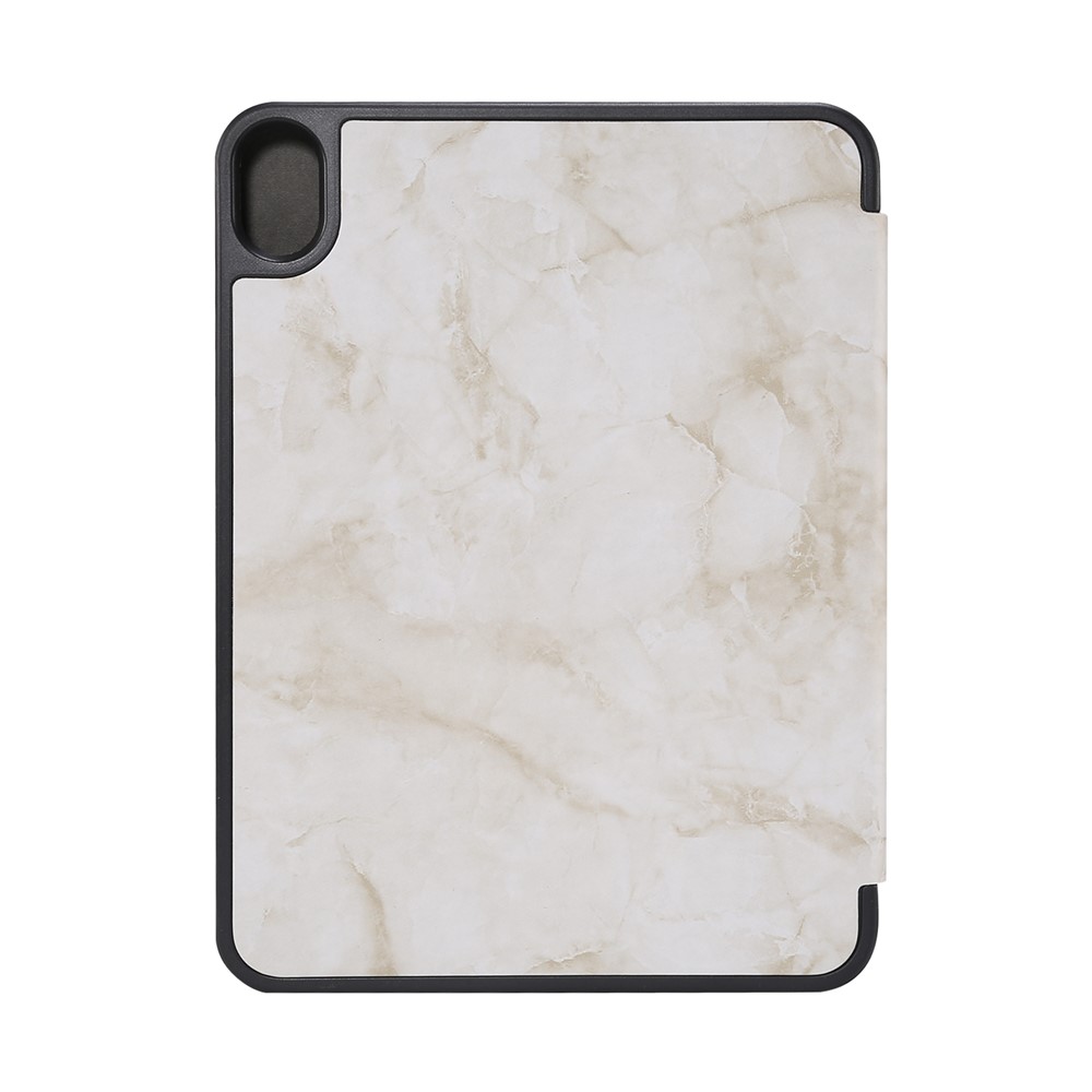 Marble Pattern Tri-fold Stand Smart Tablet Leather Case with Pen Slot for iPad mini (2021) - Beige-3