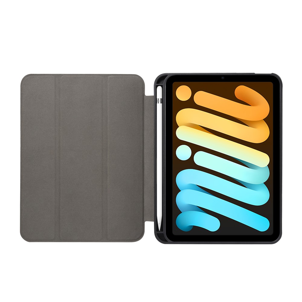 Marble Pattern Tri-fold Stand Smart Tablet Leather Case with Pen Slot for iPad mini (2021) - Beige-7