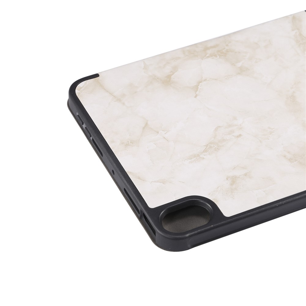 Marble Pattern Tri-fold Stand Smart Tablet Leather Case with Pen Slot for iPad mini (2021) - Beige-8