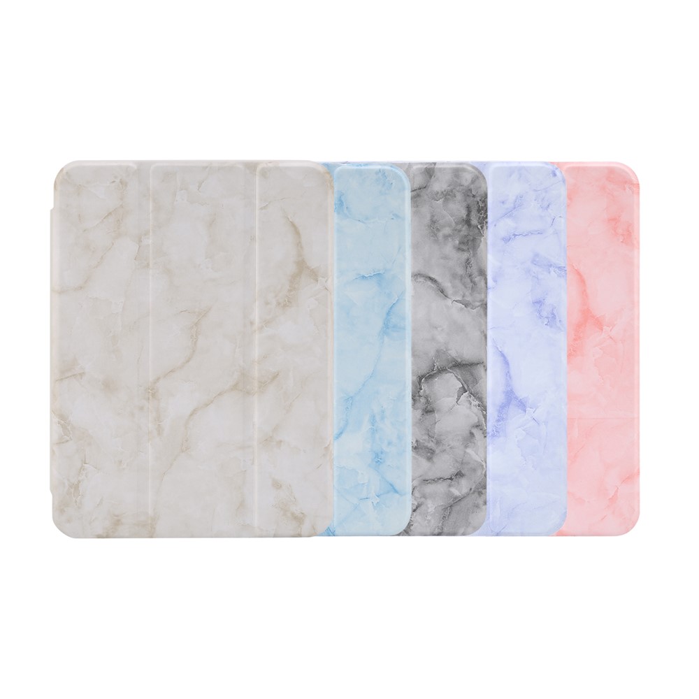 Marble Pattern Tri-fold Stand Smart Tablet Leather Case with Pen Slot for iPad mini (2021) - Beige-9