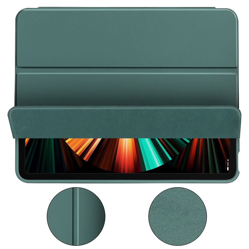 Silicone Macio Com Três Dobras + TPU Stand Smart Auto Sleep /wake Tampa Com Porta-lápis Para Ipad Pro 11 Polegadas (2021) /(2020) /(2018) - Verde Escuro