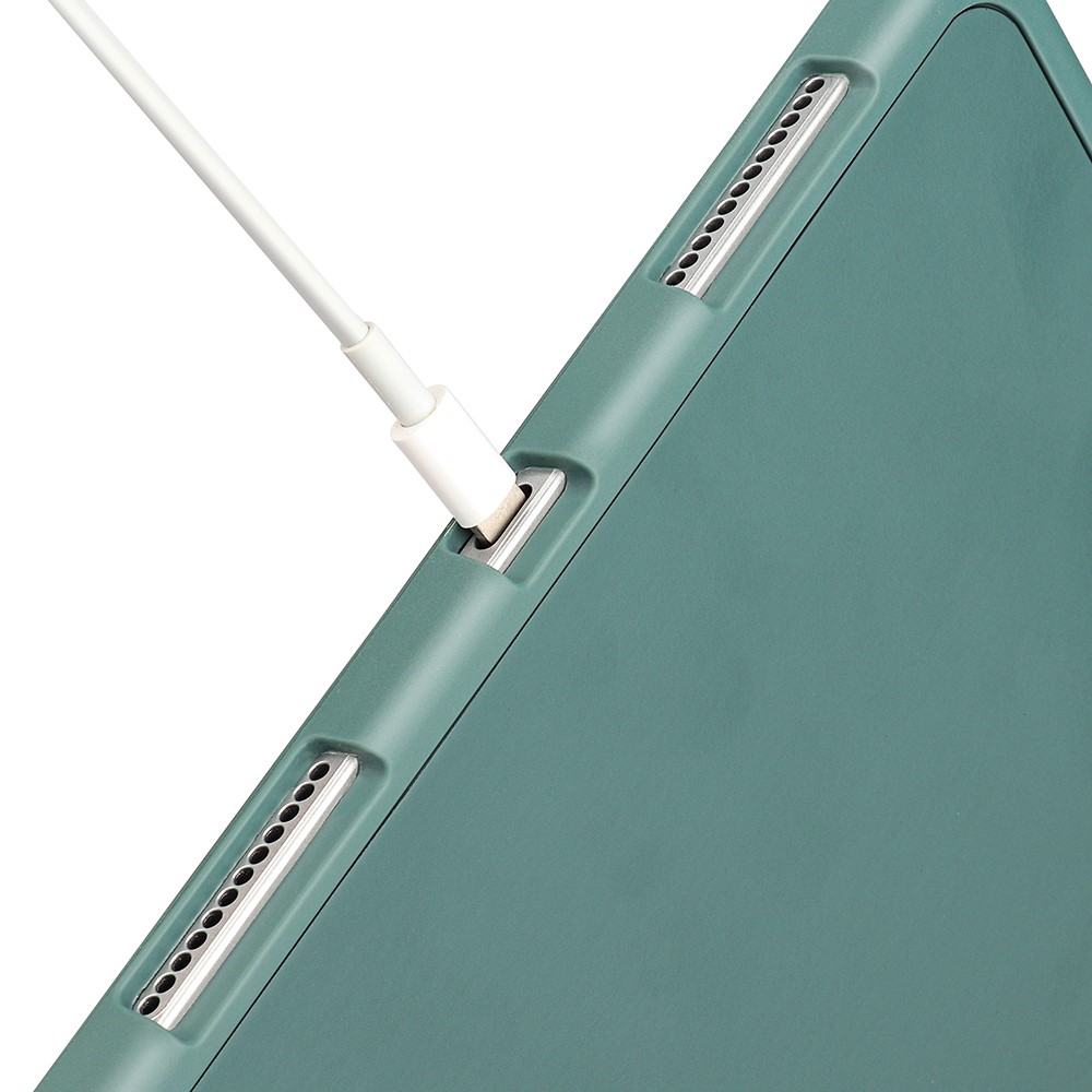 Tri-fold Stand Microfiber Leather + TPU + Silicone Smart Tablet Cover Case for iPad mini (2021) - Dark Blue-10