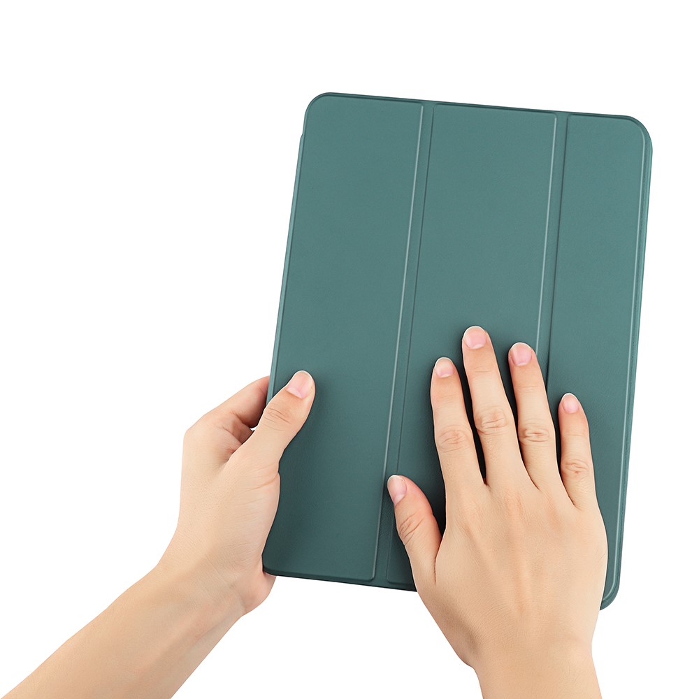 Tri-fold Stand Microfiber Leather + TPU + Silicone Smart Tablet Cover Case for iPad mini (2021) - Dark Blue-12