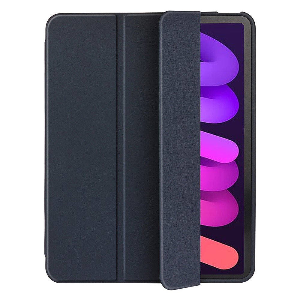 Tri-fold Stand Microfiber Leather + TPU + Silicone Smart Tablet Cover Case for iPad mini (2021) - Dark Blue-3