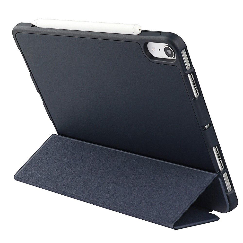 Tri-fold Stand Microfiber Leather + TPU + Silicone Smart Tablet Cover Case for iPad mini (2021) - Dark Blue-4