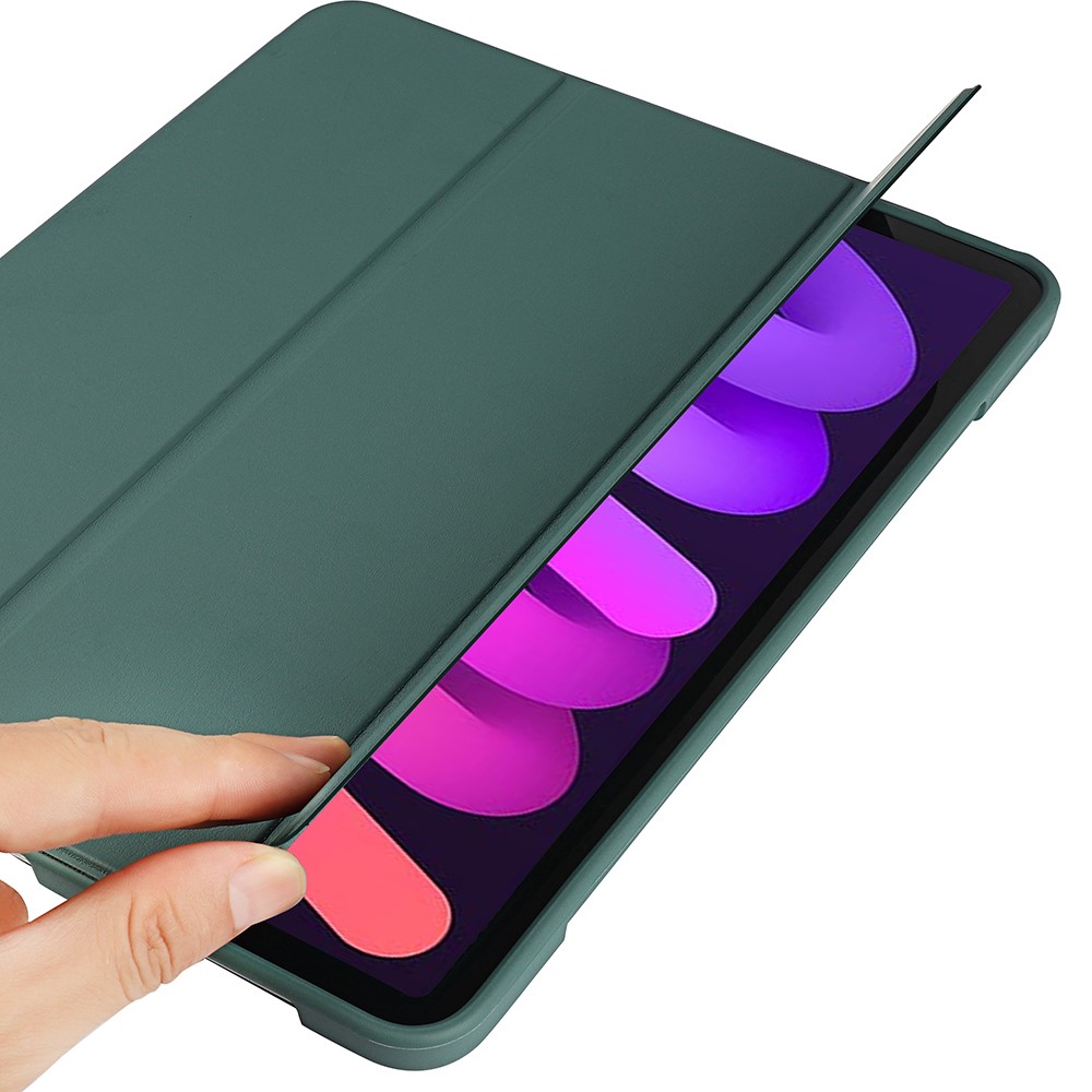 Tri-fold Stand Microfiber Leather + TPU + Silicone Smart Tablet Cover Case for iPad mini (2021) - Dark Blue-7