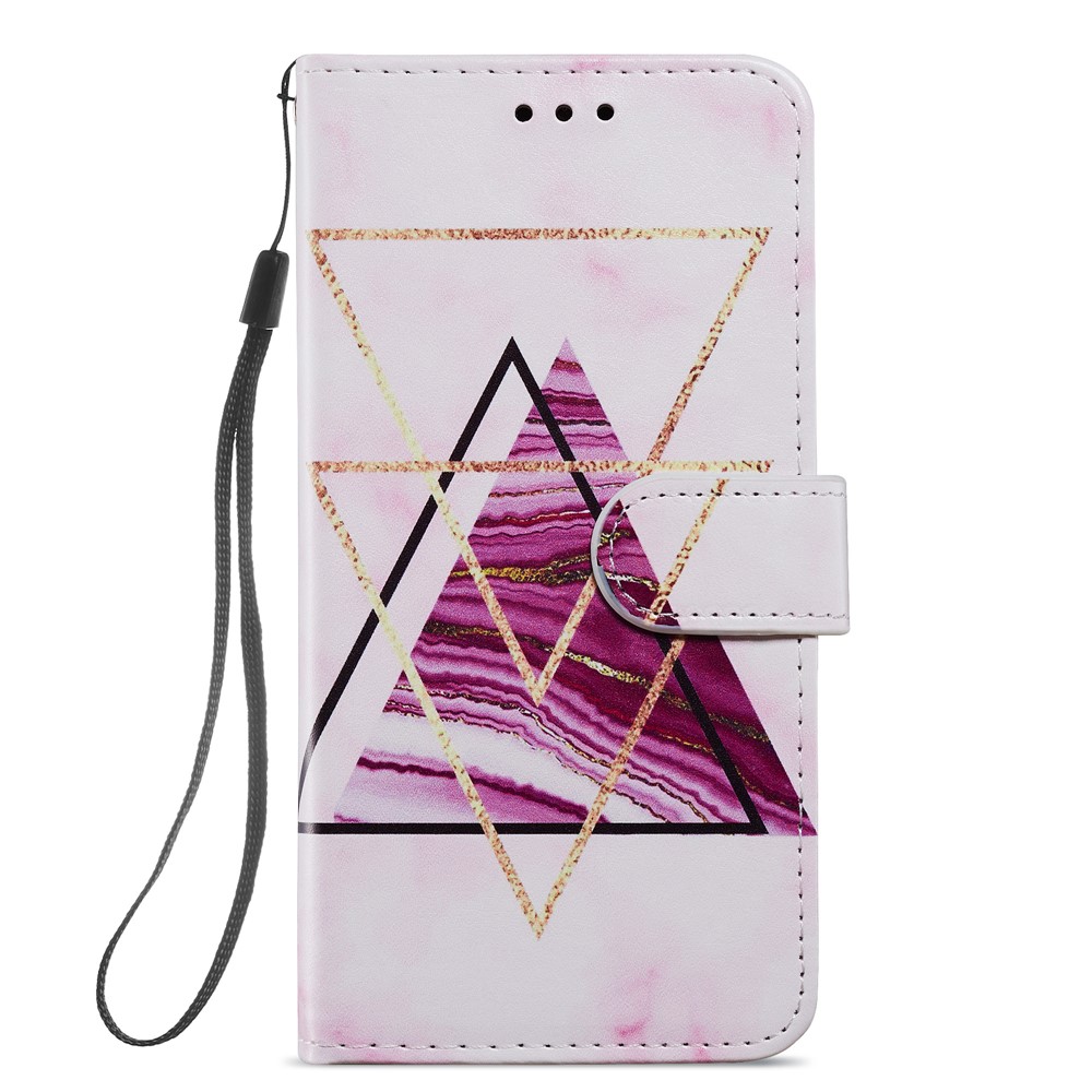 Magnetische Verschlussmuster Druckleder -telefon -hülle Mit Brieftaschen -design Für Iphone 13 Pro 6,1 Zoll - Tri-color Marmor-2