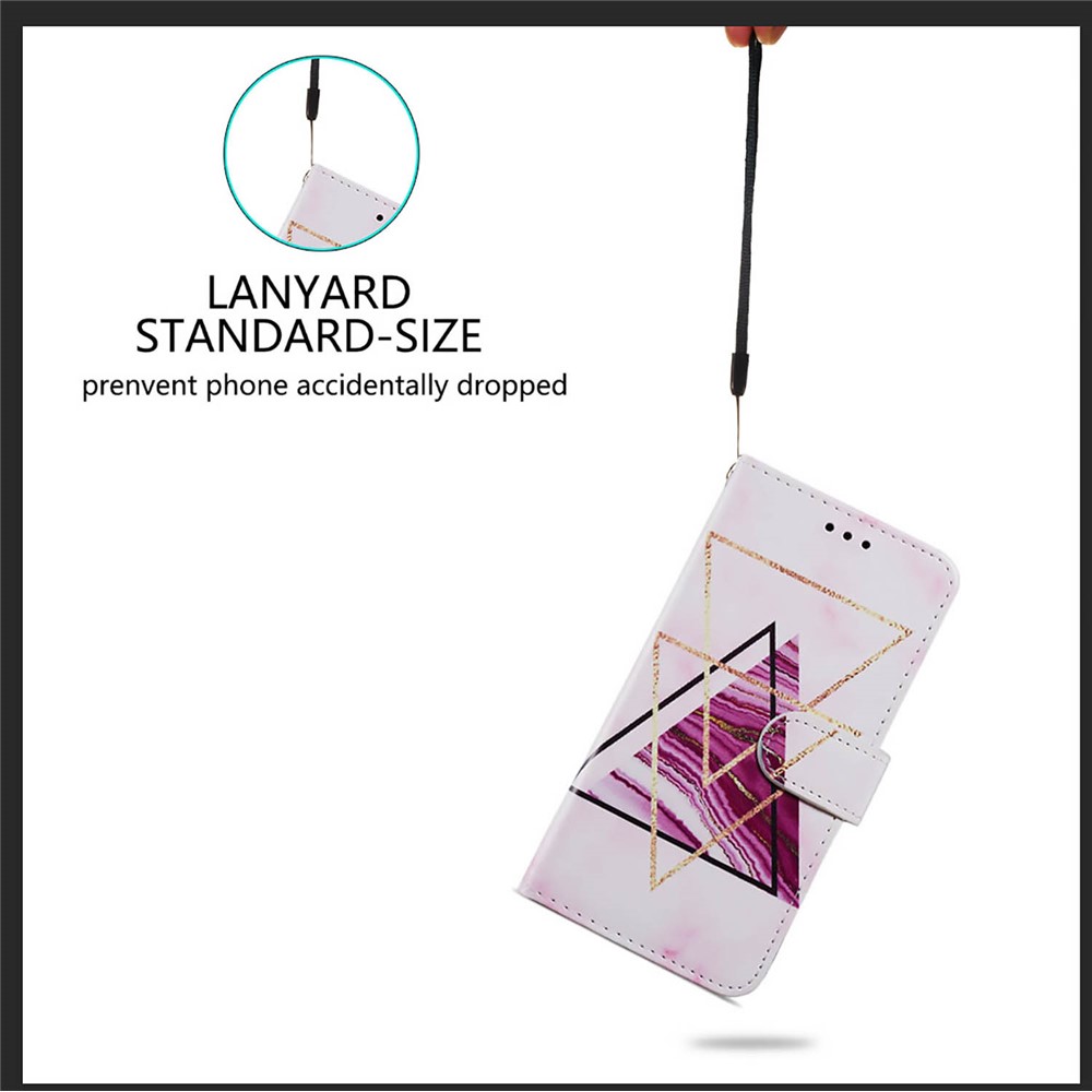 Magnetic Clasp Pattern Printing Leather Phone Stand Case Cover with Wallet Design for iPhone 13 Pro 6.1 inch - Tri-color Marble-5