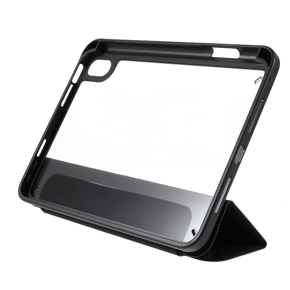 Quality Tablet Case Auto Wake/Sleep Origami Stand Acrylic + PU Leather Tablet Cover Shell for iPad mini (2021) - Black-6