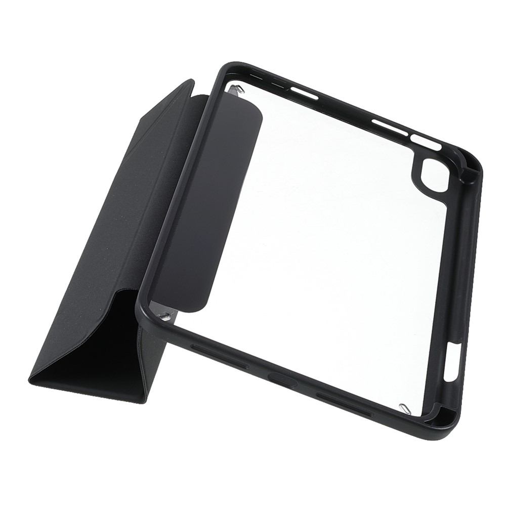 Quality Tablet Case Auto Wake/Sleep Origami Stand Acrylic + PU Leather Tablet Cover Shell for iPad mini (2021) - Black-8