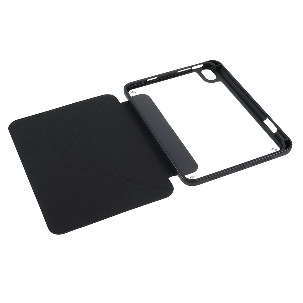 Quality Tablet Case Auto Wake/Sleep Origami Stand Acrylic + PU Leather Tablet Cover Shell for iPad mini (2021) - Black-9