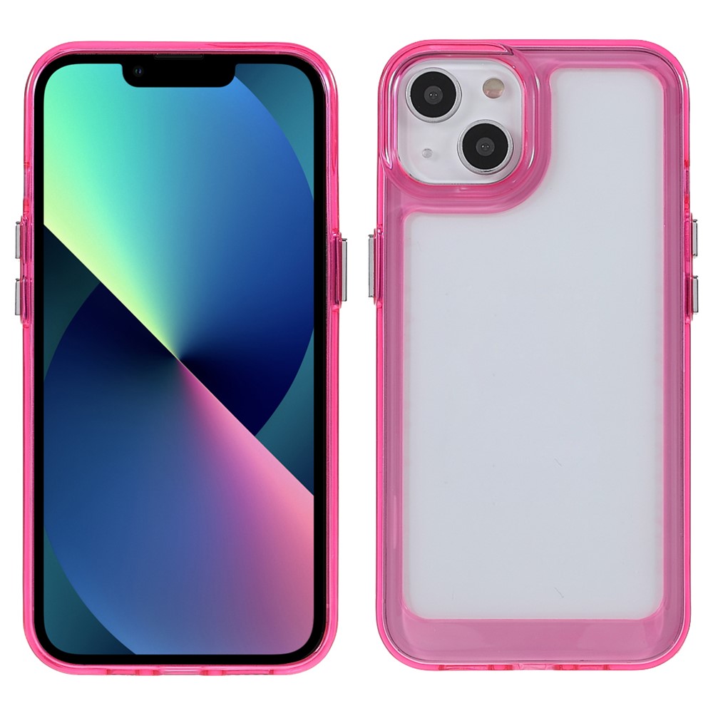 High Transparency TPU + Acrylic Anti-Drop Light Slim Protective Phone Case Cover for iPhone 13 6.1 inch - Rose-1