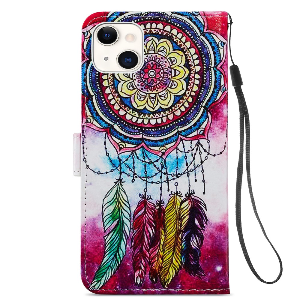 Pattern Printing Wallet Design Dual-Sided Magnetic Clasp Leather Phone Stand Case Well-Protected Cover for iPhone 13 6.1 inch - Dreamcatcher-3