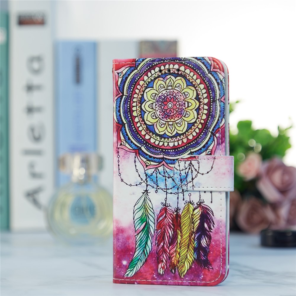 Pattern Printing Wallet Design Dual-Sided Magnetic Clasp Leather Phone Stand Case Well-Protected Cover for iPhone 13 6.1 inch - Dreamcatcher-7