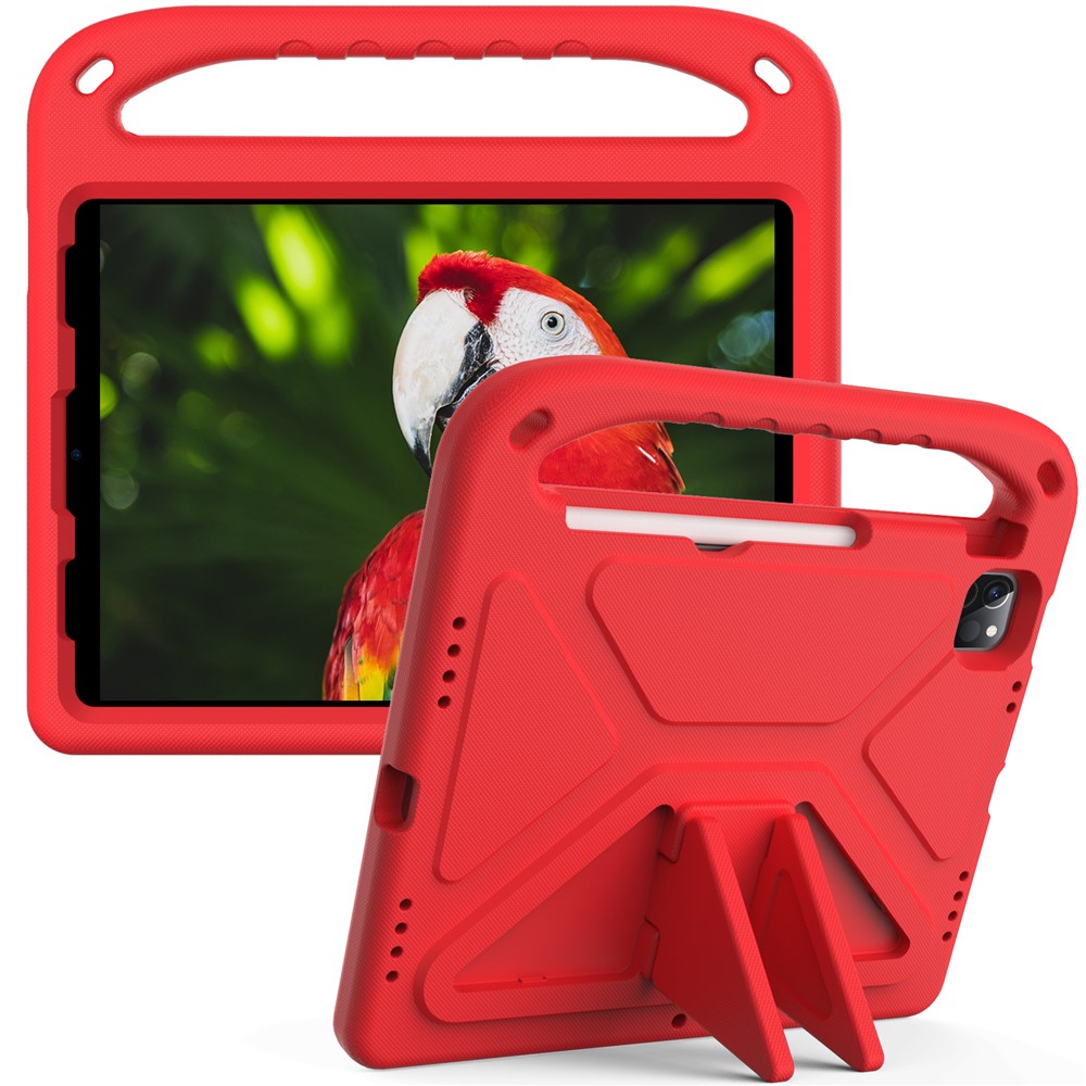 Shockproof Kickstand Design Hard EVA Tablet Case Cover with Handle for iPad Pro 11 (2022) /  (2021) / (2020) / (2018) / iPad Air (2020) / Air (2022) - Red