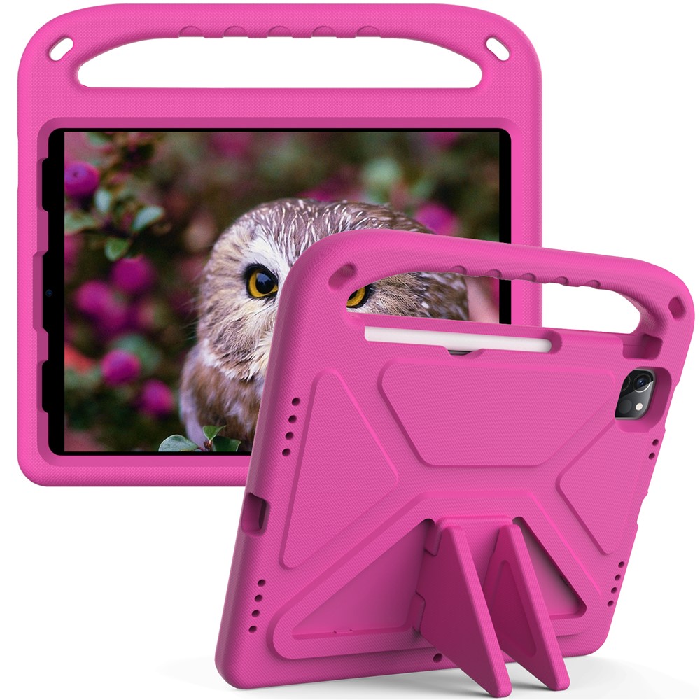 Shockproof Kickstand Design Hard EVA Tablet Case Cover with Handle for iPad Pro 11 (2022) /  (2021) / (2020) / (2018) / iPad Air (2020) / Air (2022) - Rose