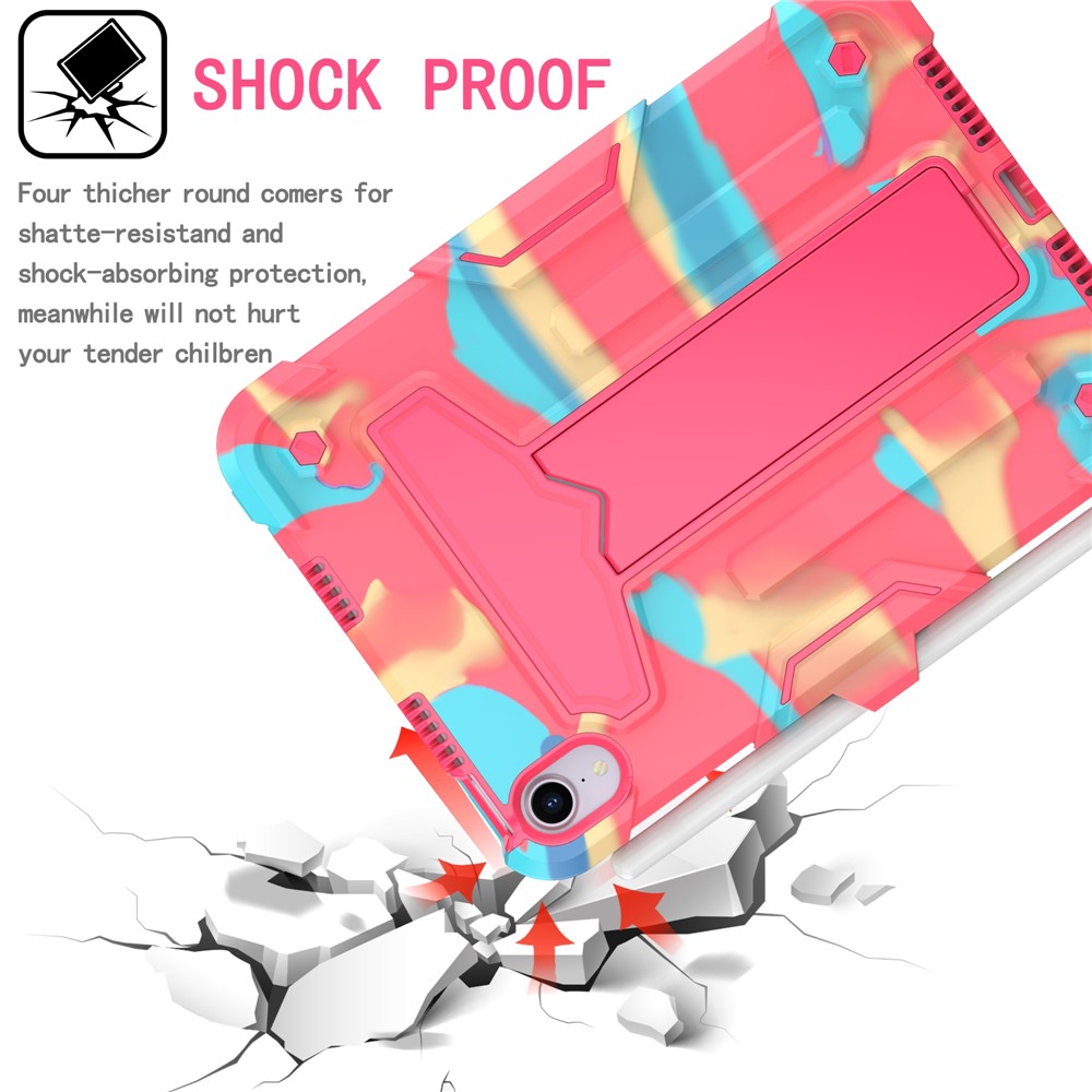 T-shaped Kickstand Design Anti-fall PC + Silicone Tablet Case Protector for iPad mini (2021) - Camouflage/Rose-3