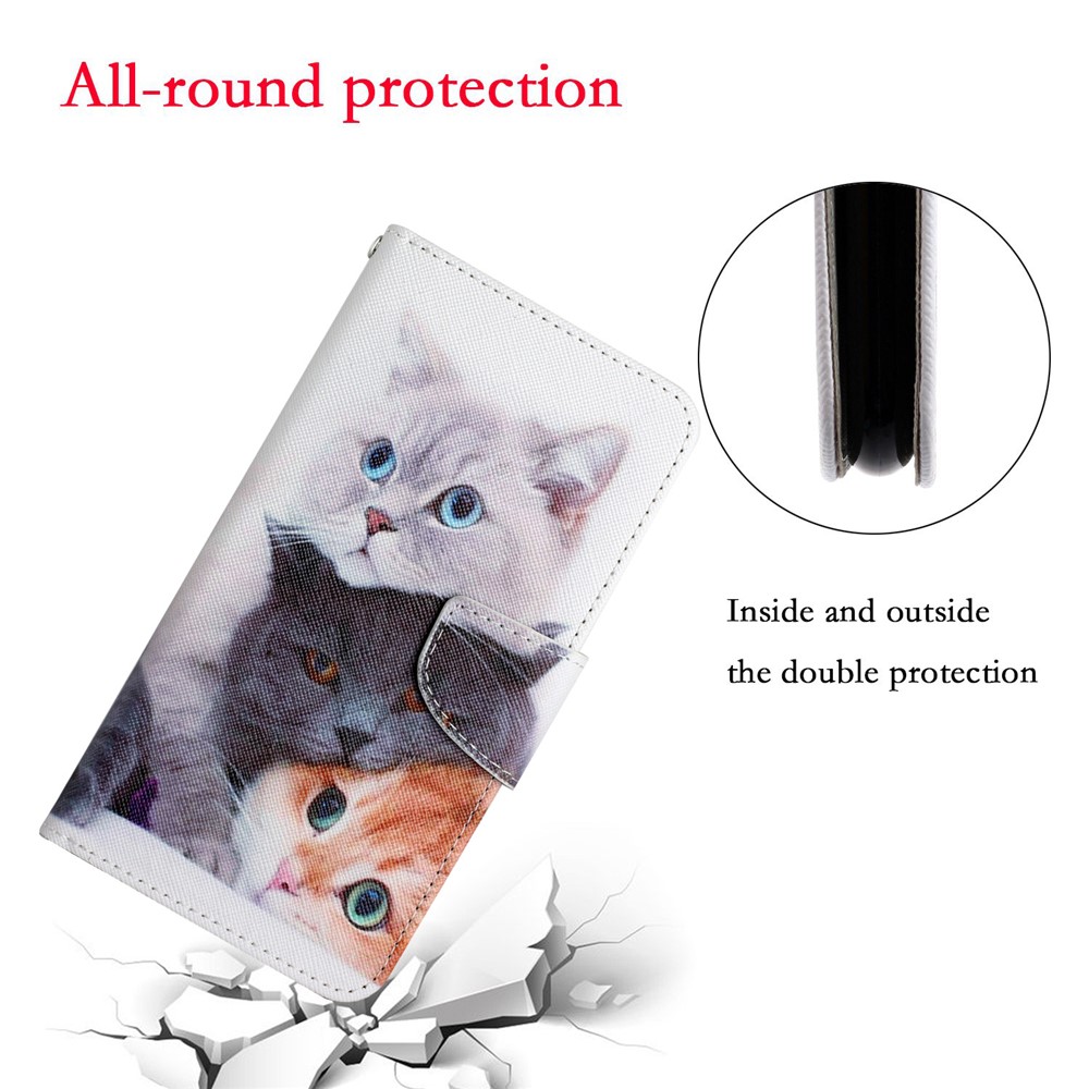 Pattern Printing Wallet Stand Design Magnetic Clasp PU Leather Phone Cover Flip Case for iPhone 13 mini 5.4 inch - Three Cats-3
