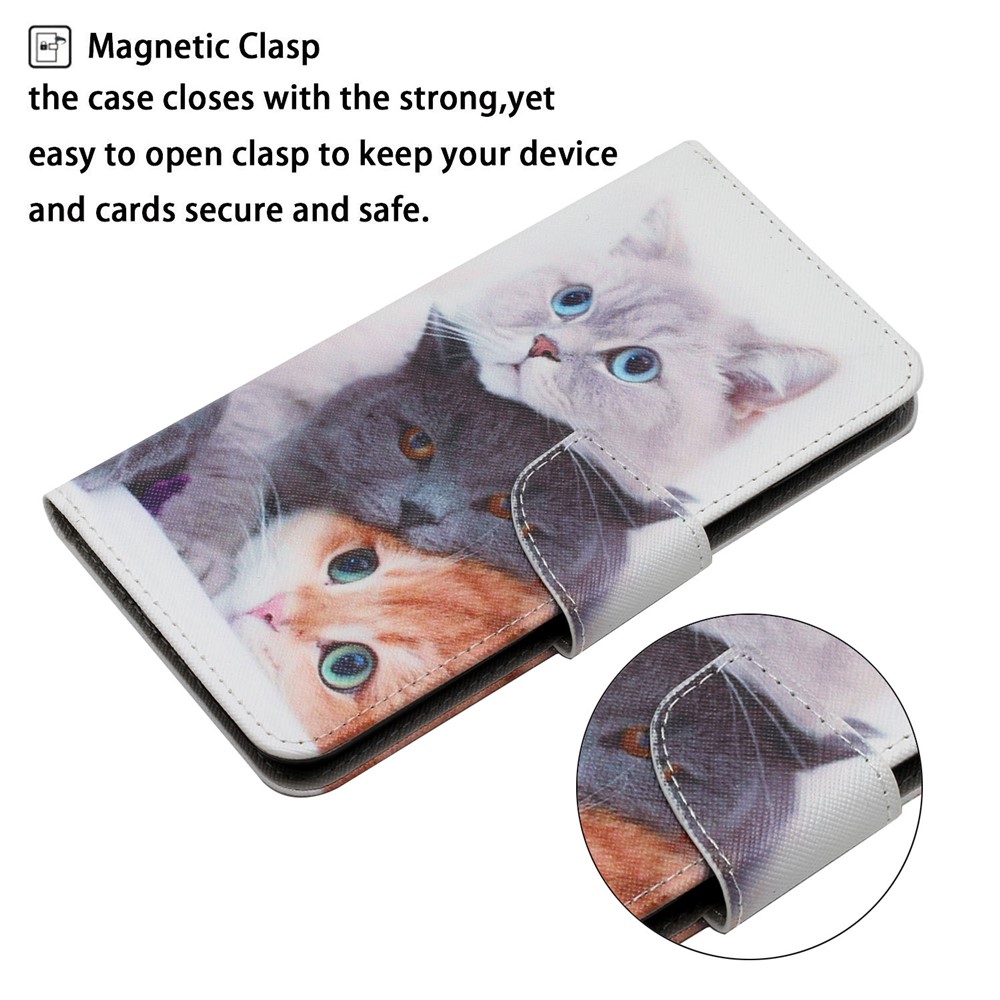 Pattern Printing Folio Flip Wallet Stand Leather Phone Case Shell for iPhone 13 Pro Max 6.7 inch - Three Cats-2