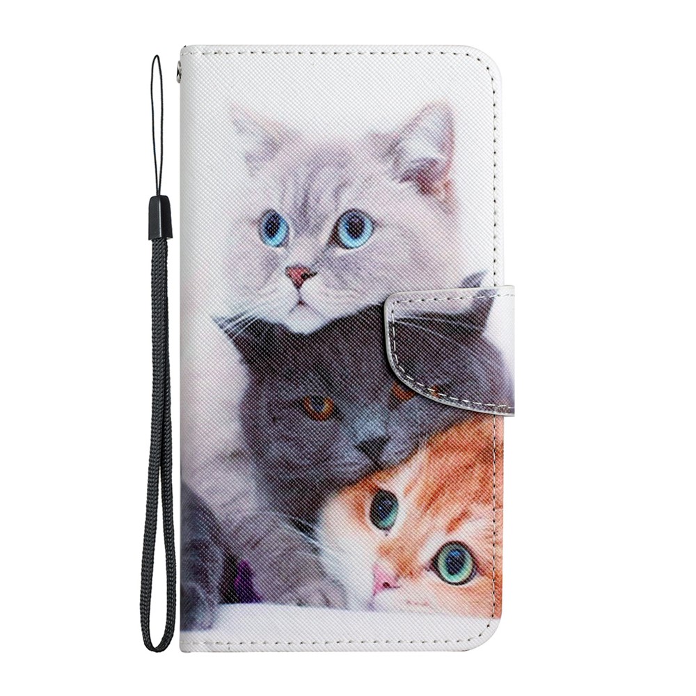 Pattern Printing Folio Flip Wallet Stand Leather Phone Case Shell for iPhone 13 Pro Max 6.7 inch - Three Cats-4