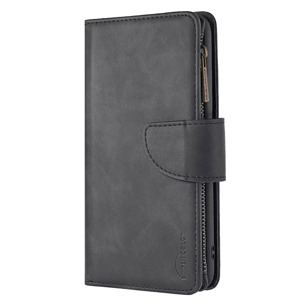 BF02 Detachable 2-in-1 Zipper Pocket Design Leather Wallet Stand Case Phone Protector Cover for iPhone 13 6.1 inch - Black-2