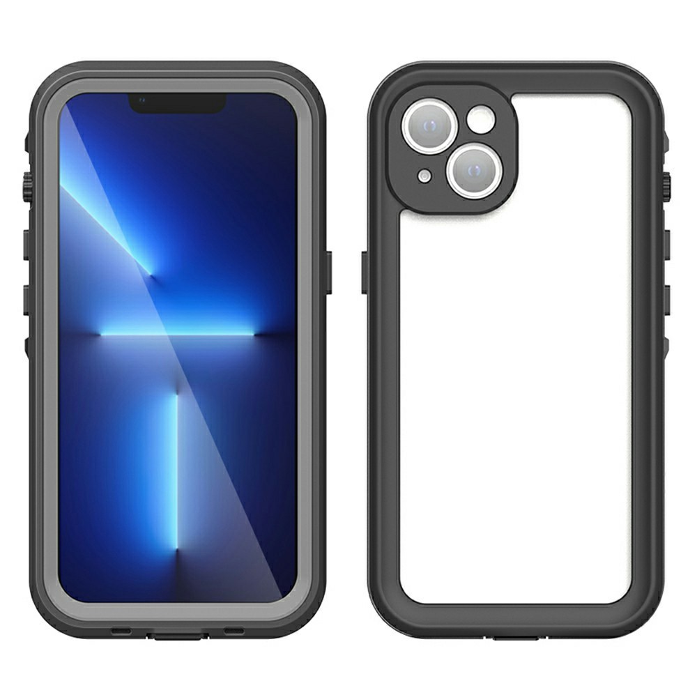 REDPEPPER Dot+ Series IP68 Waterproof IP6X Dustproof Drop-Proof Transparent Back Phone Case for iPhone 13 6.1 inch - Dark Grey-11