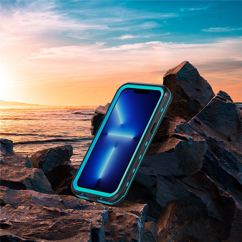 REDPEPPER Dot+ Series Anti-Fall Transparent Back IP68 Waterproof IP6X Dustproof Hybrid Phone Case for iPhone 13 Pro 6.1 inch - Blue-10