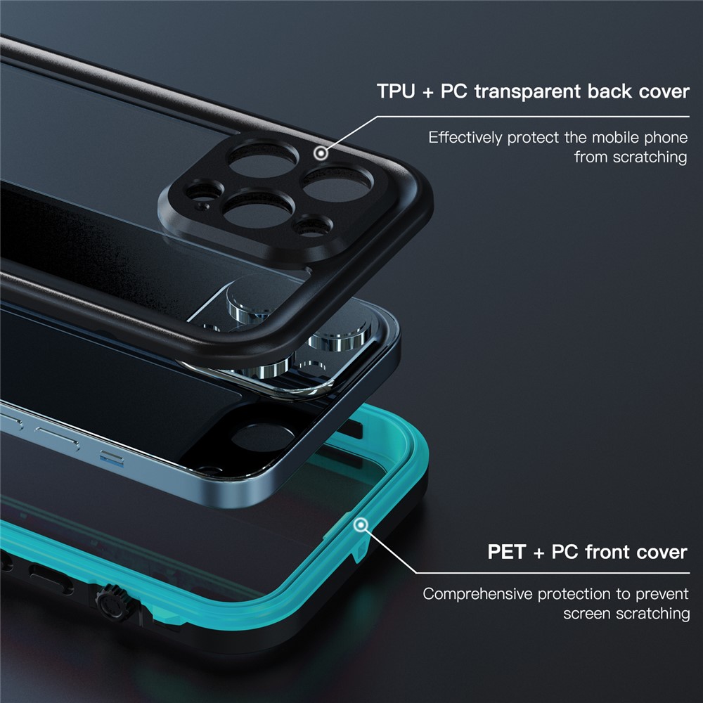 Redpepper Dot+ Serie Anti-Fall Transparent Zurück IP68 Wasserdichtes IP6X Staubdes Hybrid-telefonfall Für Iphone 13 Pro 6.1 Zoll - Blau-2