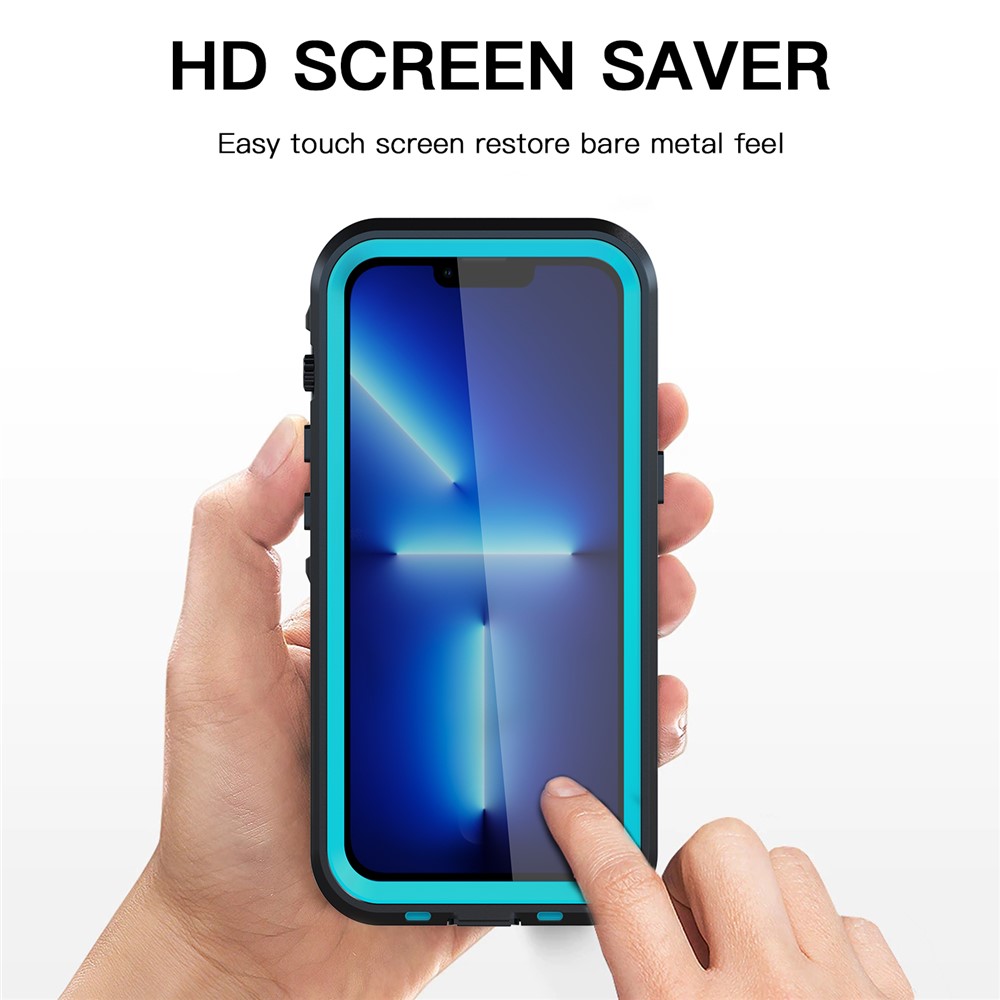 REDPEPPER Dot+ Series Anti-Fall Transparent Back IP68 Waterproof IP6X Dustproof Hybrid Phone Case for iPhone 13 Pro 6.1 inch - Blue-5