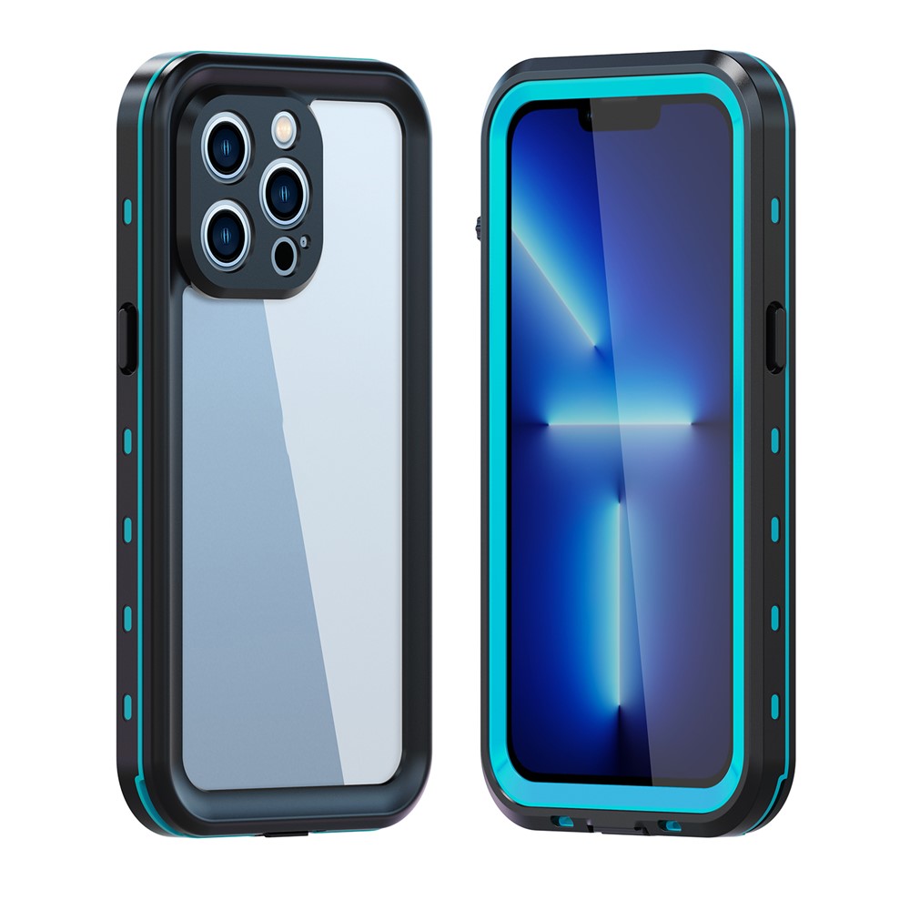 REDPEPPER Dot+ Series Anti-Fall Transparent Back IP68 Waterproof IP6X Dustproof Hybrid Phone Case for iPhone 13 Pro 6.1 inch - Blue-6