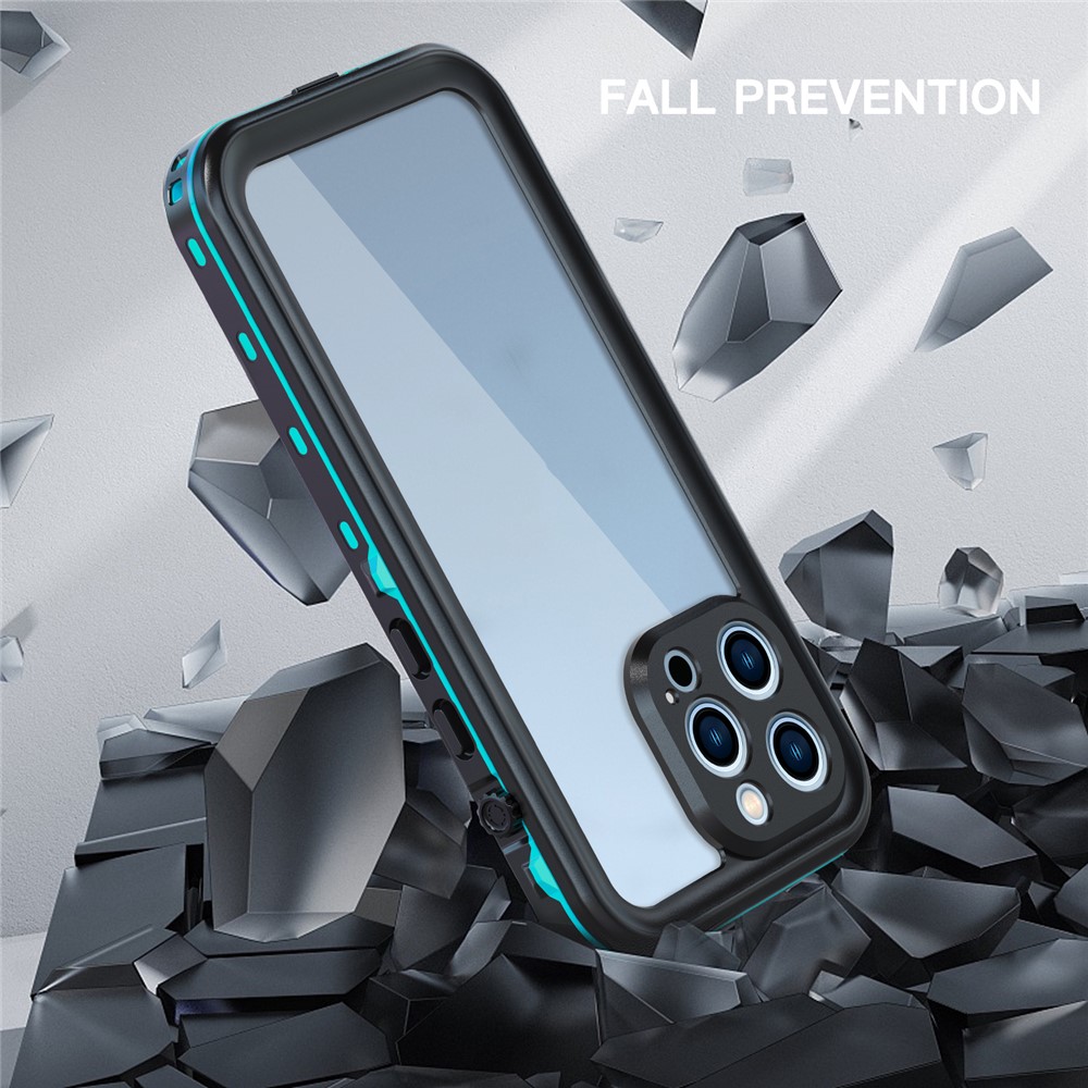 REDPEPPER Dot+ Series Anti-Fall Transparent Back IP68 Waterproof IP6X Dustproof Hybrid Phone Case for iPhone 13 Pro 6.1 inch - Blue-9