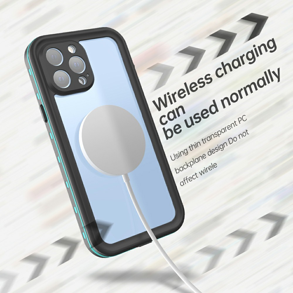 REDPEPPER Dot+ Series Anti-Snow IP68 Waterproof IP6X Dustproof Transparent Back Hybrid Phone Case for iPhone 13 Pro Max 6.7 inch - Blue-4