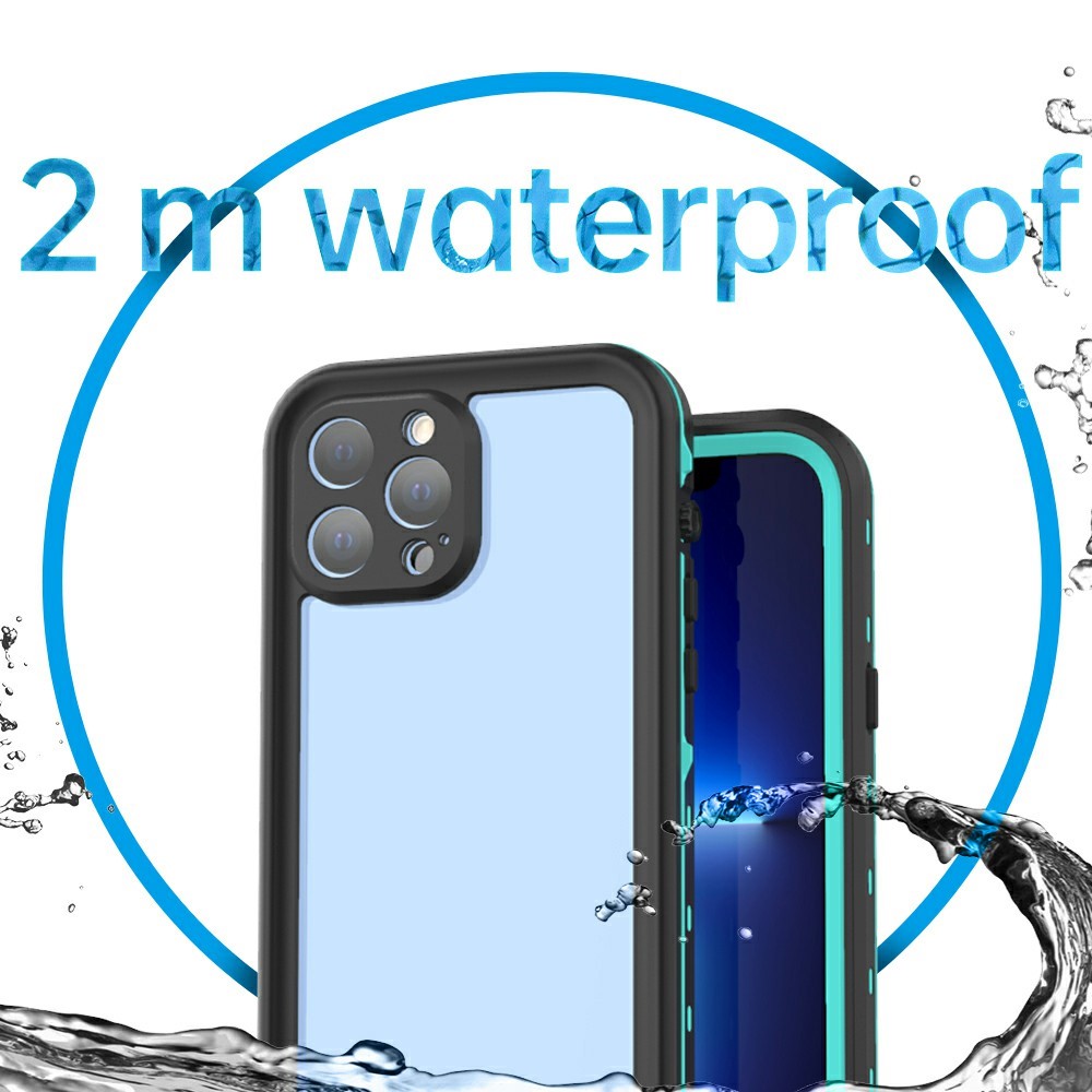 REDPEPPER Dot+ Series Anti-Snow IP68 Waterproof IP6X Dustproof Transparent Back Hybrid Phone Case for iPhone 13 Pro Max 6.7 inch - Blue-6