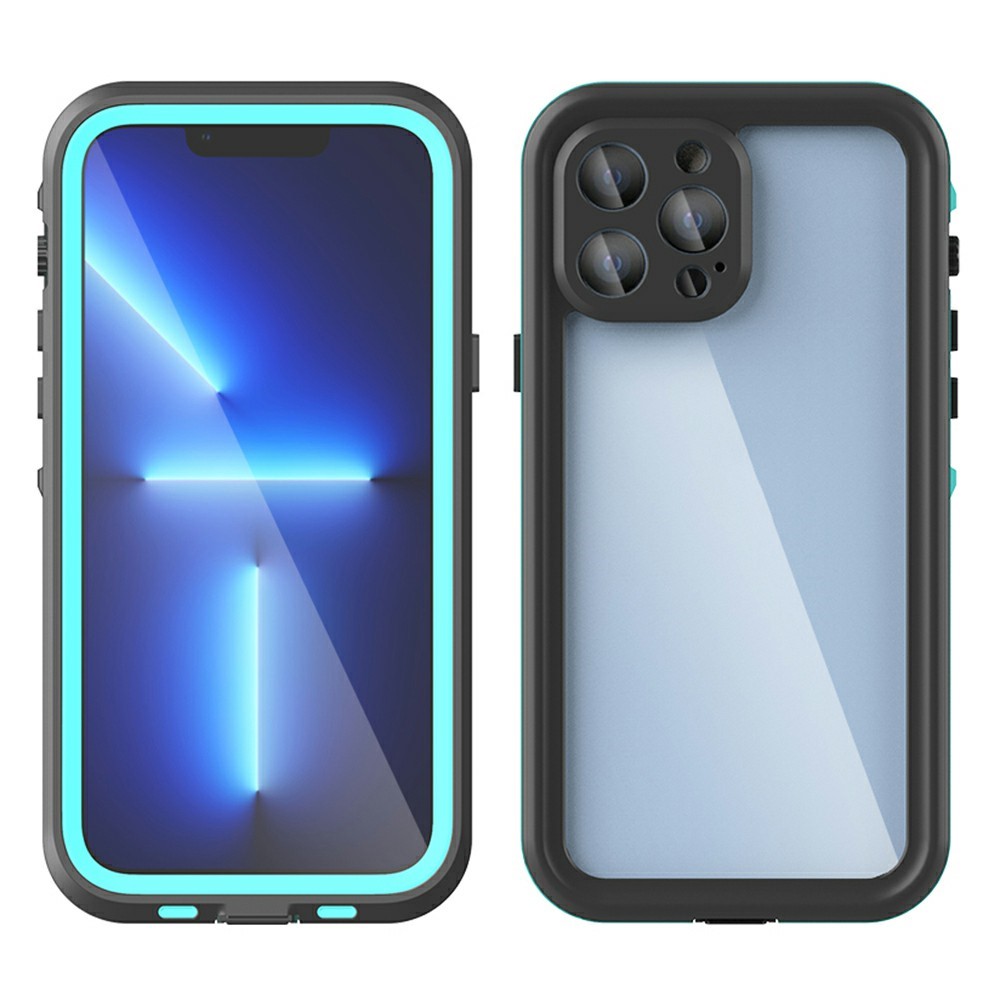REDPEPPER Dot+ Series Anti-Snow IP68 Waterproof IP6X Dustproof Transparent Back Hybrid Phone Case for iPhone 13 Pro Max 6.7 inch - Blue-7