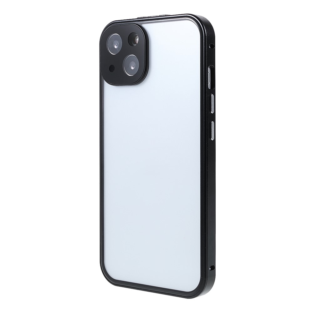 Magnetic Absorption Front Tempered Glass and Back Acrylic Phone Cover Full Protection Phone Case for iPhone 13 6.1 inch - Black-3