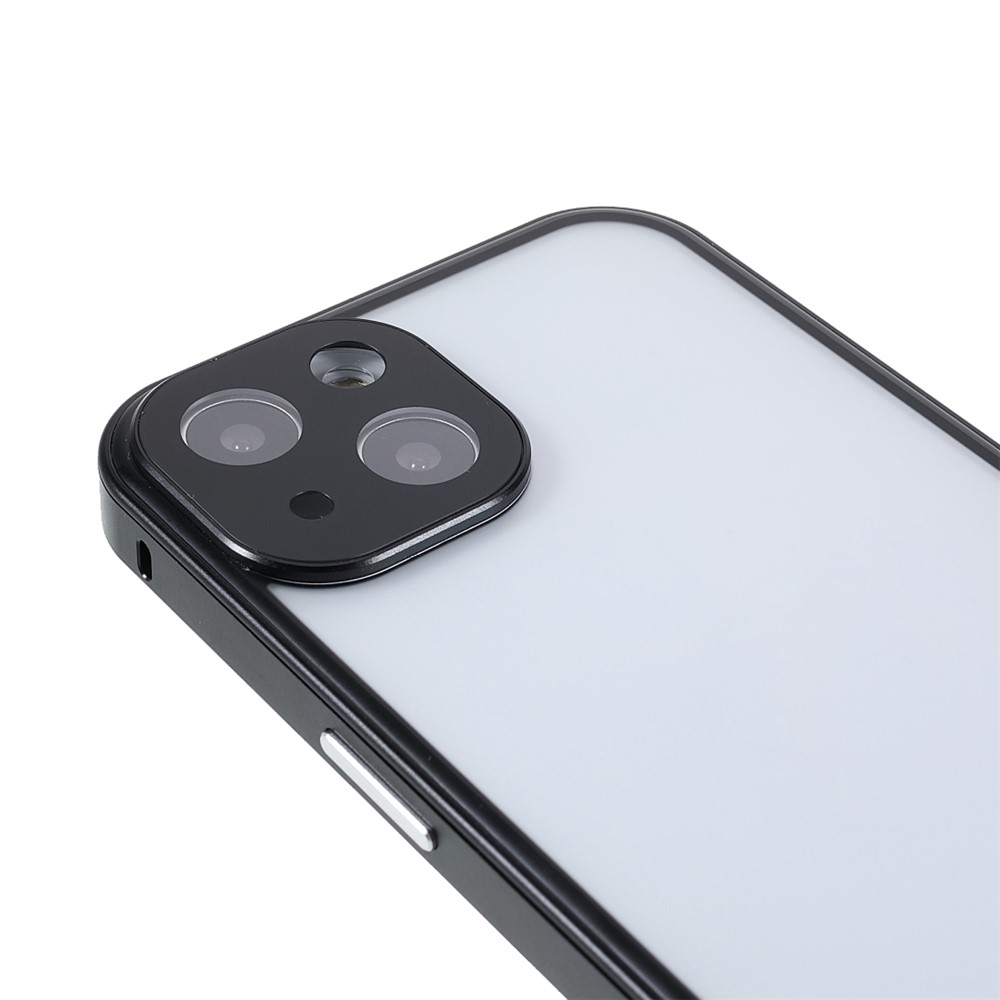 Magnetic Absorption Front Tempered Glass and Back Acrylic Phone Cover Full Protection Phone Case for iPhone 13 6.1 inch - Black-7