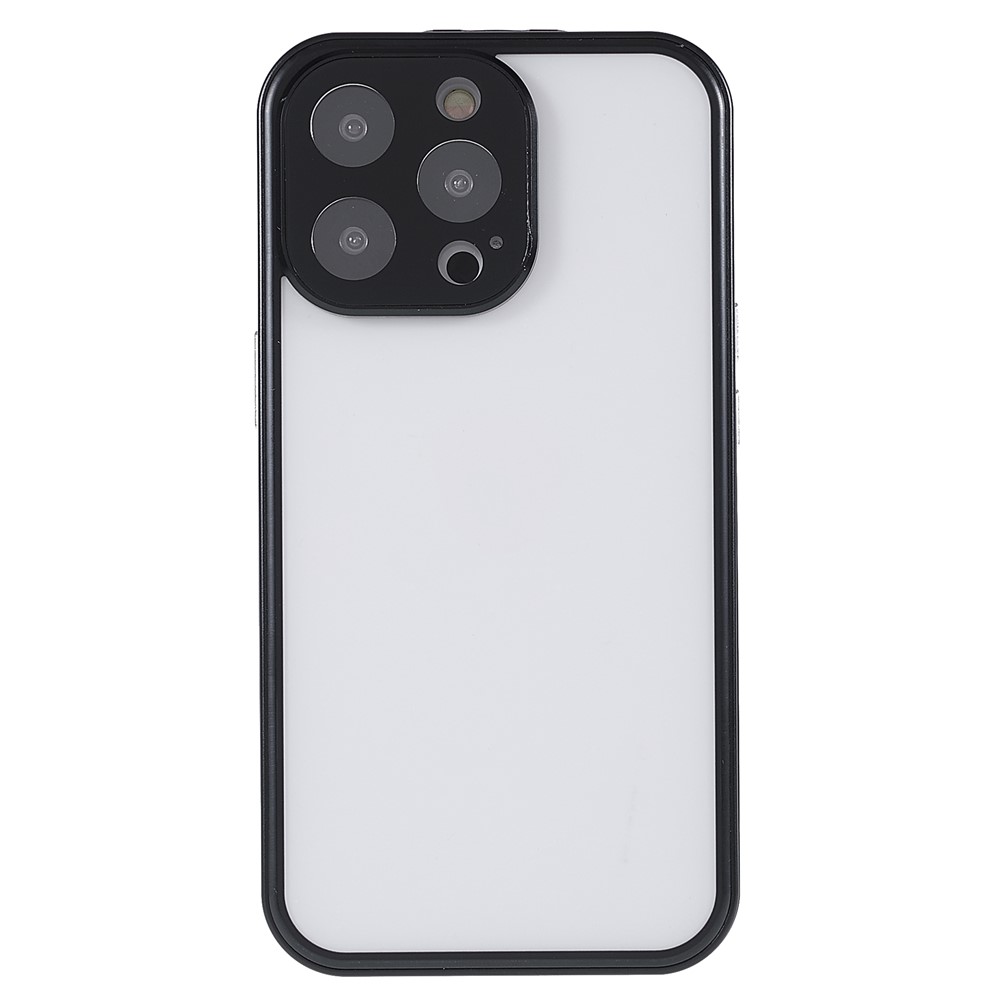 Full Covering Phone Case Magnetic Absorption Front Tempered Glass and Back Acrylic Phone Cover for iPhone 13 Pro Max 6.7 inch - Black-2